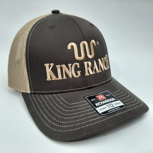 King Ranch Richardson 112 Trucker Mesh Snapback Hat Cap Brown Embroidered - Picture 3 of 4